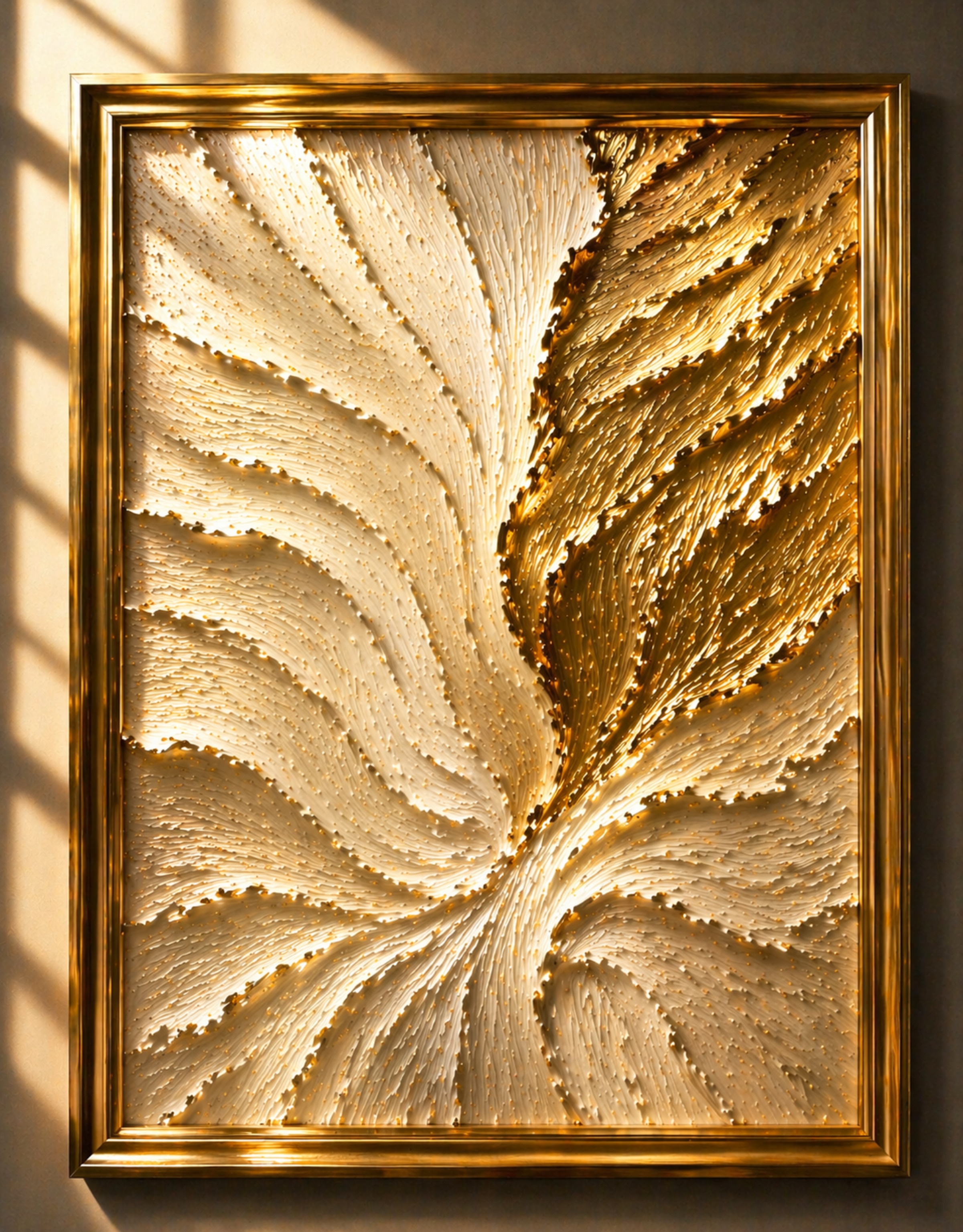 Premium Impasto Oil Painting – Ivory & Gold ( Canvas Print)