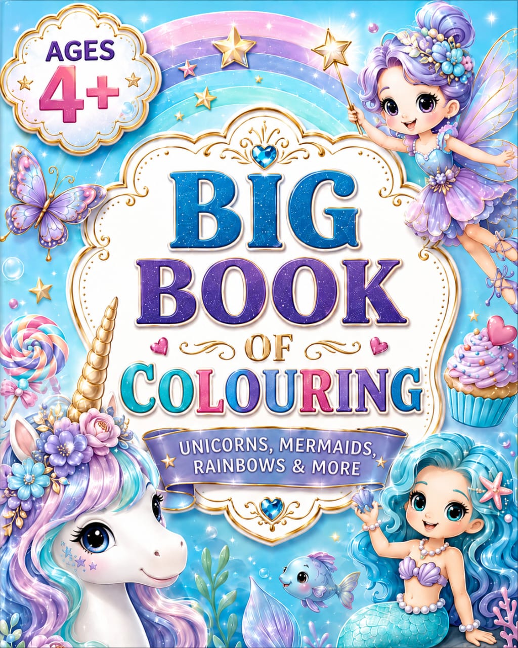BIG BOOK OF COLORING: Unicorns, Mermaids, Rainbows and More.