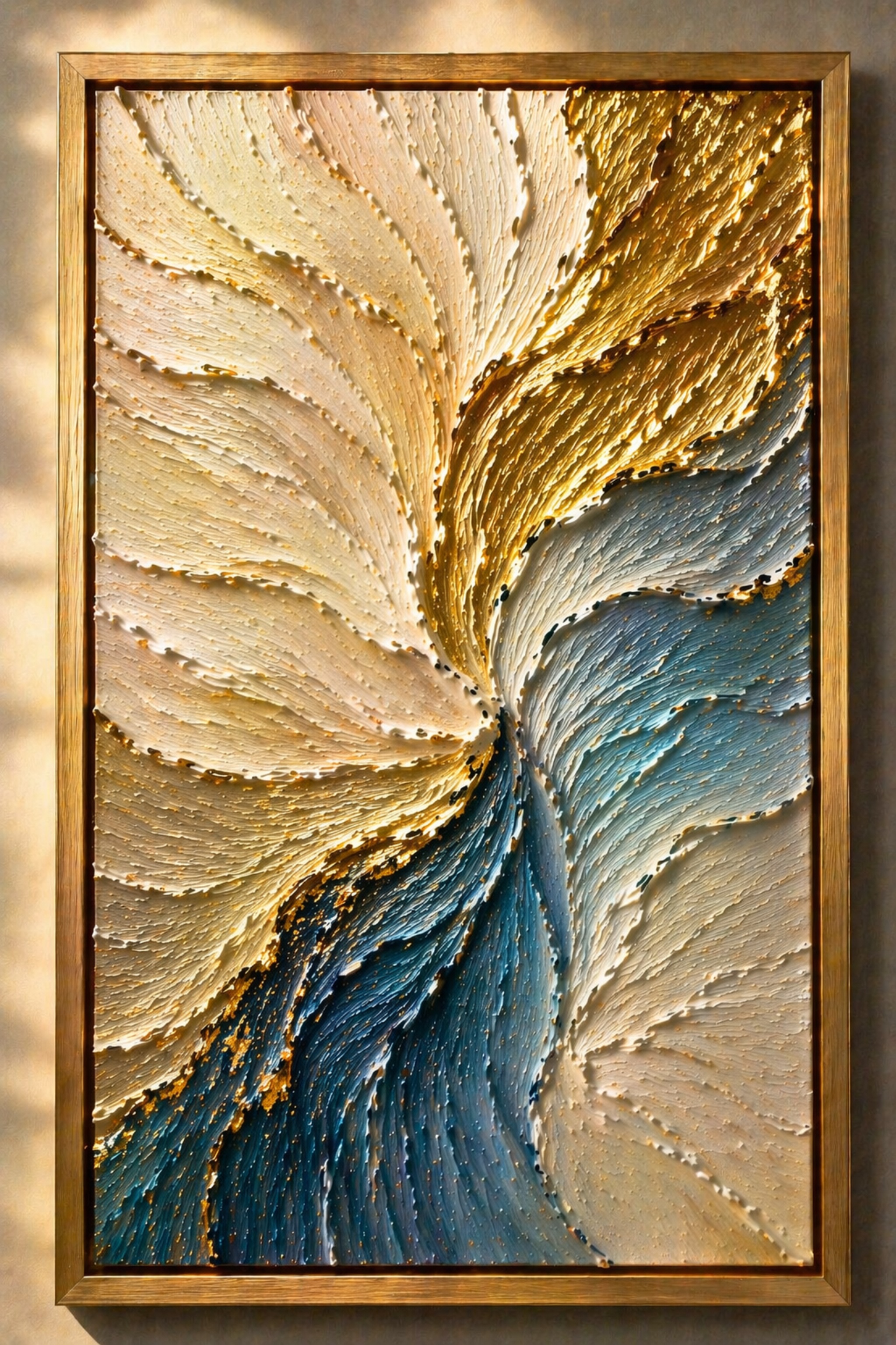 Premium Impasto Oil Painting – Ocean Whisper (Blue Tones) ( Canvas Print)